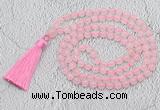 GMN651 Hand-knotted 8mm, 10mm rose quartz 108 beads mala necklaces with tassel