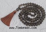 GMN652 Hand-knotted 8mm, 10mm smoky quartz 108 beads mala necklaces with tassel