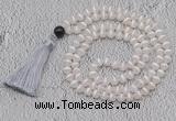 GMN683 Hand-knotted 8mm, 10mm Tibetan agate 108 beads mala necklaces with tassel