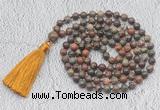 GMN692 Hand-knotted 8mm, 10mm ocean agate 108 beads mala necklaces with tassel