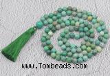 GMN696 Hand-knotted 8mm, 10mm grass agate 108 beads mala necklaces with tassel