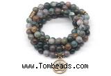 GMN7009 8mm Indian agate 108 mala beads wrap bracelet necklace