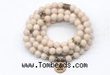 GMN7010 8mm white fossil jasper 108 mala beads wrap bracelet necklace