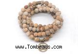 GMN7017 8mm matte picture jasper 108 mala beads wrap bracelet necklace