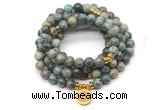 GMN7029 8mm African turquoise 108 mala beads wrap bracelet necklace