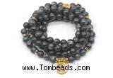 GMN7035 8mm black labradorite 108 mala beads wrap bracelet necklace