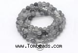 GMN7037 8mm cloudy quartz 108 mala beads wrap bracelet necklace