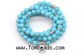 GMN7053 8mm blue howlite 108 mala beads wrap bracelet necklaces