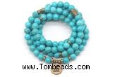 GMN7054 8mm turquoise 108 mala beads wrap bracelet necklaces