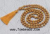 GMN712 Hand-knotted 8mm, 10mm wooden jasper 108 beads mala necklaces with tassel