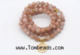 GMN7130 Chakra 8mm sunstone 108 mala beads wrap bracelet necklaces