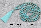 GMN720 Hand-knotted 8mm, 10mm sea sediment jasper 108 beads mala necklaces with tassel