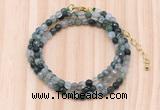 GMN7203 4mm faceted round tiny moss agate beaded necklace jewelry