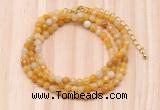 GMN7208 4mm faceted round tiny yellow aventurine beaded necklace jewelry