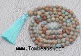 GMN721 Hand-knotted 8mm, 10mm serpentine jasper 108 beads mala necklaces with tassel