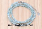 GMN7213 4mm faceted round tiny amazonite beaded necklace jewelry