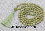 GMN723 Hand-knotted 8mm, 10mm China jade 108 beads mala necklaces with tassel