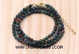 GMN7236 4mm faceted round tiny Indian bloodstone beaded necklace jewelry