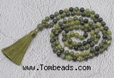 GMN724 Hand-knotted 8mm, 10mm Canadian jade 108 beads mala necklaces with tassel