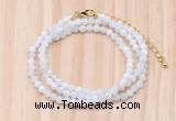 GMN7251 4mm faceted round tiny white moonstone beaded necklace jewelry