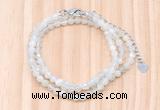 GMN7252 4mm faceted round tiny white moonstone beaded necklace jewelry