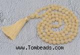 GMN726 Hand-knotted 8mm, 10mm honey jade 108 beads mala necklaces with tassel