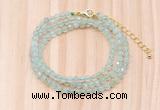 GMN7262 4mm faceted round prehnite beaded necklace jewelry