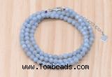 GMN7268 4mm faceted round blue angel skin beaded necklace jewelry