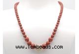 GMN7302 red jasper graduated beaded necklace & bracelet set