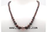 GMN7318 mahogany obsidian graduated beaded necklace & bracelet set