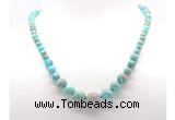GMN7349 blue sea sediment jasper graduated beaded necklace & bracelet set