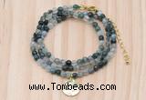 GMN7403 4mm faceted round tiny moss agate beaded necklace with constellation charm