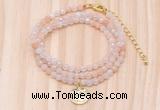 GMN7407 4mm faceted round tiny pink aventurine beaded necklace with constellation charm