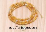 GMN7408 4mm faceted round tiny yellow aventurine beaded necklace with constellation charm