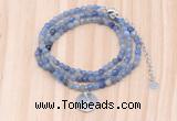 GMN7410 4mm faceted round tiny blue aventurine beaded necklace with constellation charm