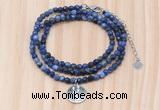 GMN7417 4mm faceted round tiny sodalite beaded necklace with constellation charm