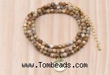 GMN7427 4mm faceted round tiny picture jasper beaded necklace with constellation charm