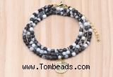 GMN7441 4mm faceted round tiny black & white jasper beaded necklace with constellation charm