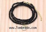 GMN7447 4mm faceted round tiny black spinel beaded necklace with constellation charm