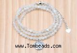 GMN7452 4mm faceted round tiny white moonstone beaded necklace with constellation charm