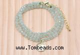 GMN7462 4mm faceted round prehnite beaded necklace with constellation charm