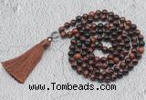 GMN747 Hand-knotted 8mm, 10mm red tiger eye 108 beads mala necklaces with tassel