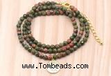 GMN7515 4mm faceted round tiny unakite beaded necklace with letter charm