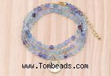 GMN7561 4mm faceted round fluorite beaded necklace with letter charm