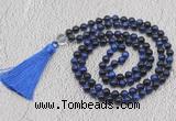 GMN759 Hand-knotted 8mm, 10mm blue tiger eye 108 beads mala necklaces with tassel