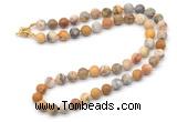 GMN7617 18 - 36 inches 8mm, 10mm matte yellow crazy lace agate beaded necklaces