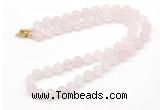 GMN7632 18 - 36 inches 8mm, 10mm matte rose quartz beaded necklaces