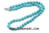 GMN7702 18 - 36 inches 8mm, 10mm round turquoise beaded necklaces