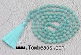 GMN773 Hand-knotted 8mm, 10mm amazonite 108 beads mala necklaces with tassel