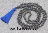 GMN781 Hand-knotted 8mm, 10mm labradorite 108 beads mala necklaces with tassel